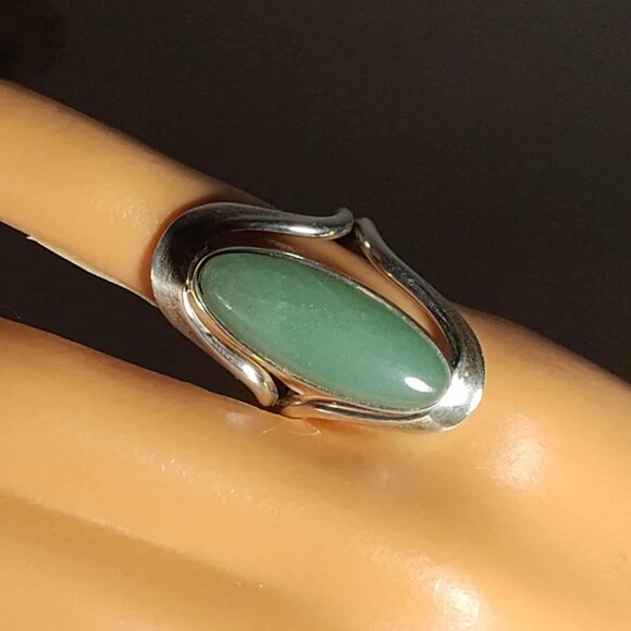 Ring - Green Aventurine and .925 sterling silver, size 7 - Picture 3 of 7